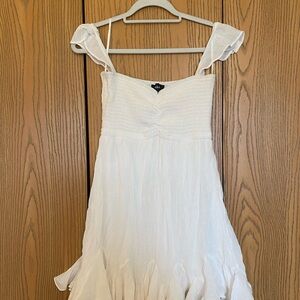 Aakaa White Ruffle Strap Maxi Dress
